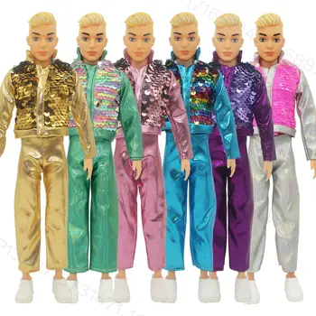 1 Комплект Блестящи Кукольной ръчно изработени Дрехи, Новата модерна риза/яке + Панталон за Кукли Кен 11,8 Инча, Ежедневни дрехи, за подаръци 