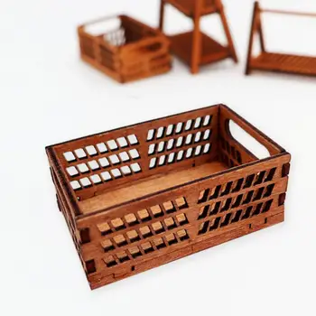 Воспроизводимая износостойкая мини-скоростна Комплимент миниатюрни сцени чудесни мебели за куклена къща, мини-дървена кошница за зеленчуци за кухни