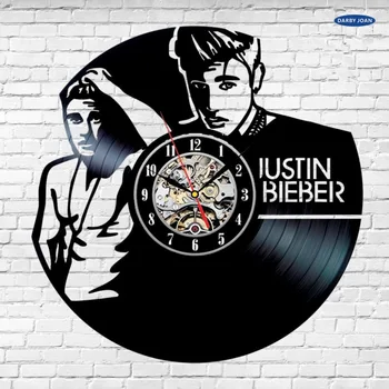 Vinyl плоча с лимитирана серия от Текстове на песни на Джъстин Бийбър, Стенни часовници LP Home Gift Декор, saat dial vision