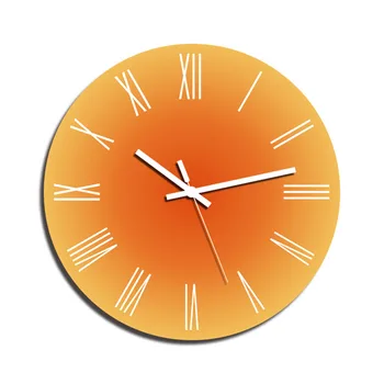 Силни Стенни часовници Sunset, Стенни часовници Sunset 30х30 см, Акрил Високо Качество, Скандинавски стил, оранжево, прост и елегантен