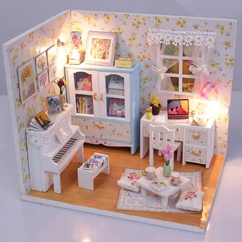 Мебели за куклена Къща Сам Куклена Къща САМ Cabin Mini House Модел на ръководство за Монтаж Романтично Лято Мързелив Цъфтят Пол Лятото